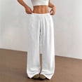 thumbnail image 2 of LEKODE Women’s Wide Leg Palazzo Pants Casual Loose Lounge Pants Beach Trousers White L, 2 of 4
