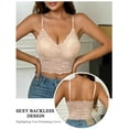 thumbnail image 3 of Aivtalk Women Lace Bralette Camisole Ladies Push Up Bra Pad Seamless Bandeau Floral Tank Tops Vest M Light Brown, 3 of 7