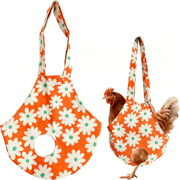 MISSMILE Chicken Carrier Sling Bag,Durable Canvas Chicken Holder Purse Lightweight Poultry Transport Handbag for Hen Rooster Daily Travel Vet Visits(Orange)