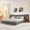 Dark Gray, variant on Leavader Queen Size Extra Large Bed Frame with Soft Fabric Curved Headboard, Reinforced Chrome Metal Legs & Multi-Point Support, Modern Low Profile Bedroom Furniture, Wide Headboard for DIY