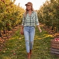 thumbnail image 6 of Womens Flannel Shirts Long Sleeve Button Down Casual Fall Plaid Top, XL, 6 of 8