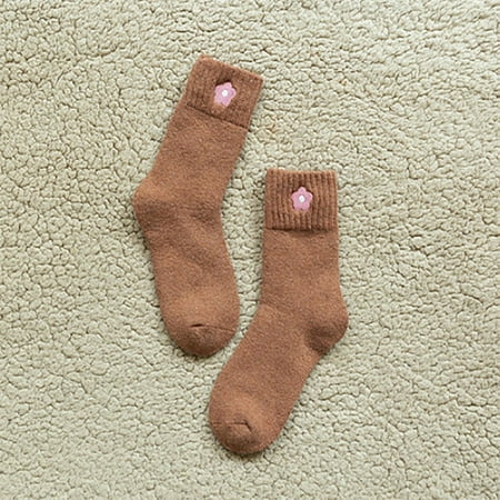

STEADY Fashion Home Women Girl Soft Bed Floor Embroidery Flower Sleeping Mid Stockings Orange