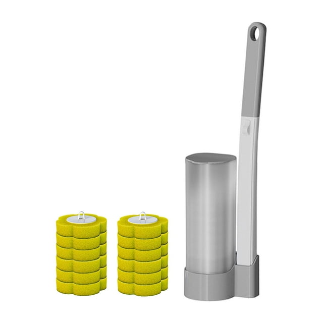 Juego de cepillos de baño desechables, práctico y eficiente para el mantenimiento del baño con 12 Gris 12 cabezas amarillas