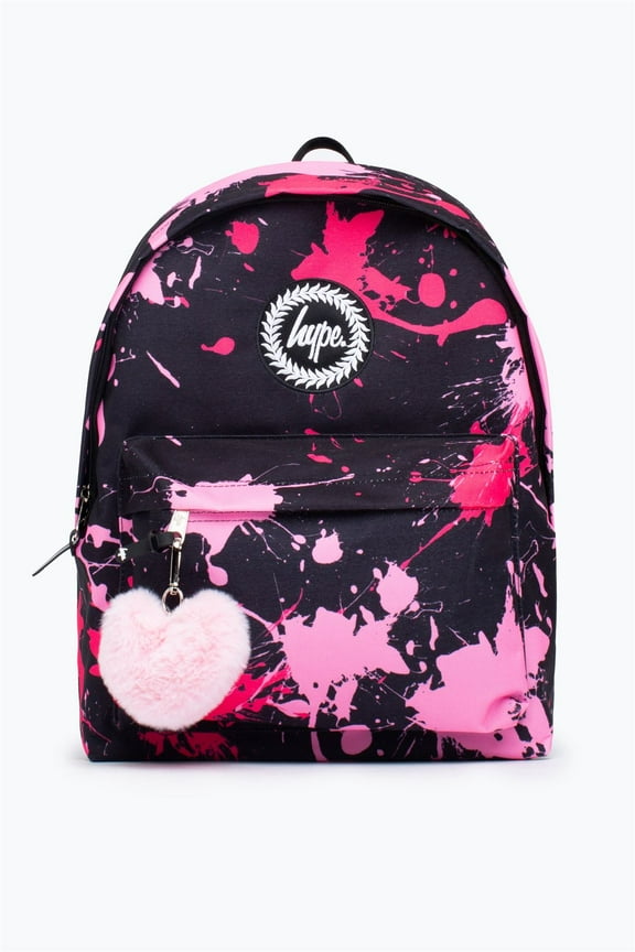 Hype Unisex Black Pink Splat Crest Backpack