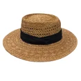 thumbnail image 5 of Sombrero de paja hecho a mano para mujer, nuevo estilo, Riviera francesa, vacaciones en la playa, tejido calado, gorra con protección solar superior plana, talla grande, 5 of 5