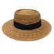 thumbnail image 5 of Sombrero de paja hecho a mano para mujer, nuevo estilo, Riviera francesa, vacaciones en la playa, tejido calado, gorra con protección solar superior plana, talla grande, 5 of 5