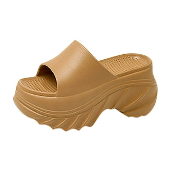 HBGVBA Womens Summer Slippers Soft Sole Solid Color Round Toe Open Toe Thick Sole Summer Comfortable Shoes 35