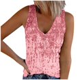 thumbnail image 2 of ICHUANYI Clearance Womens Tank Summer Printed Buttons Sleeveless V-Neck Casual Blouse Button Tunic Tops(Pink, M) ICHUANYI WER2023081015100, 2 of 5