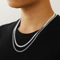 thumbnail image 2 of Layered Chain Necklaces for Men Women, 2Pcs Stainless Steel Cuban Link/Rope/Herringbone Chains Jewelry Gifts, 16 "/18 ", 18 "/20 ", 20 "/22 ", 2 of 6