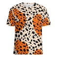 thumbnail image 5 of Leopard Print Pattern Womens Tops Women's Fashion Casual Short Sleeve Flower Print Round Neck Pullover Top Blouse, 5 of 6