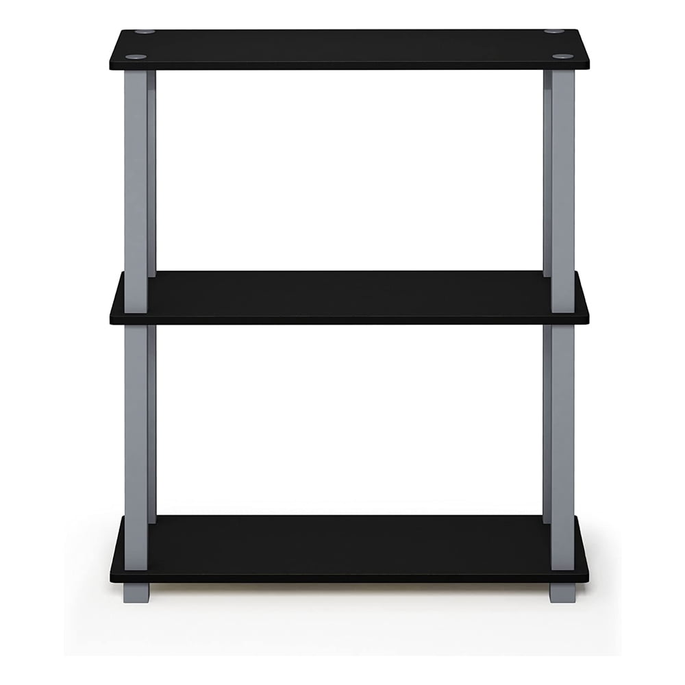 Furinno Turn-N-Tube 23.6 W x 11.4 D x 29.5 H 3-Shelf Decorative Shelves, Black and Gray