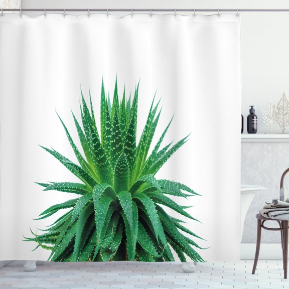 Ambesonne Plant Shower Curtain, Vibrant Aloe Vera, 69"Wx70"L, Fern Green