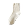 thumbnail image 3 of Womens Cute Crew Socks Casual Athletic Aesthetic Socks Neutral Cotton Socks for Long Flights Office Meetings Ribbed Texture with Earth Tone Palette and Mid-Calf Height Beige, 3 of 4