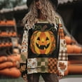thumbnail image 2 of Women Fall Patchwork Pumpkin Print Crewneck Sweatshirt Autumn Maple Leaf Long Sleeve Shirt Cozy Pullover, 2 of 7