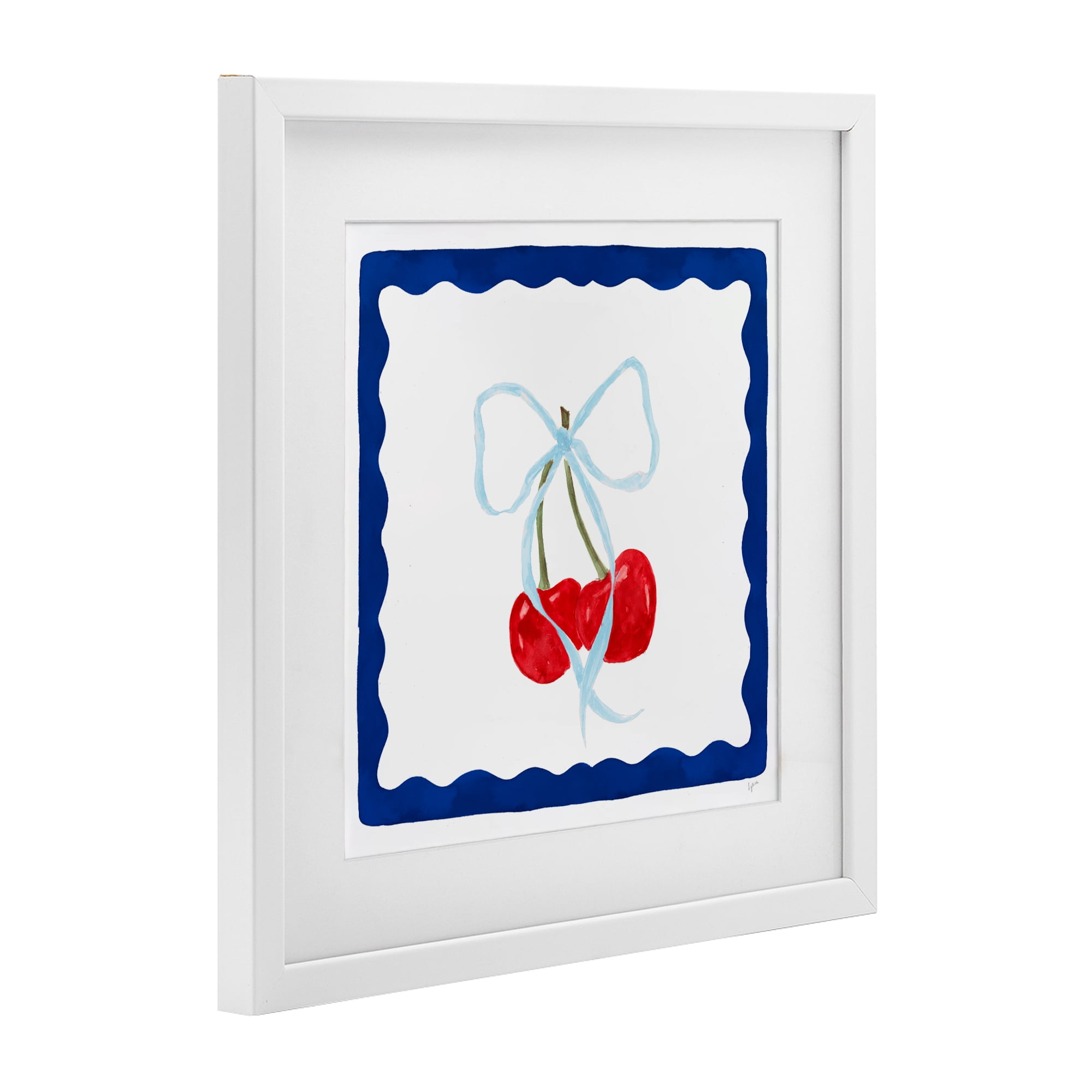 Stupell Industries Summer Bordered Cherries White Framed Print Under Glass, design by Lucille Price