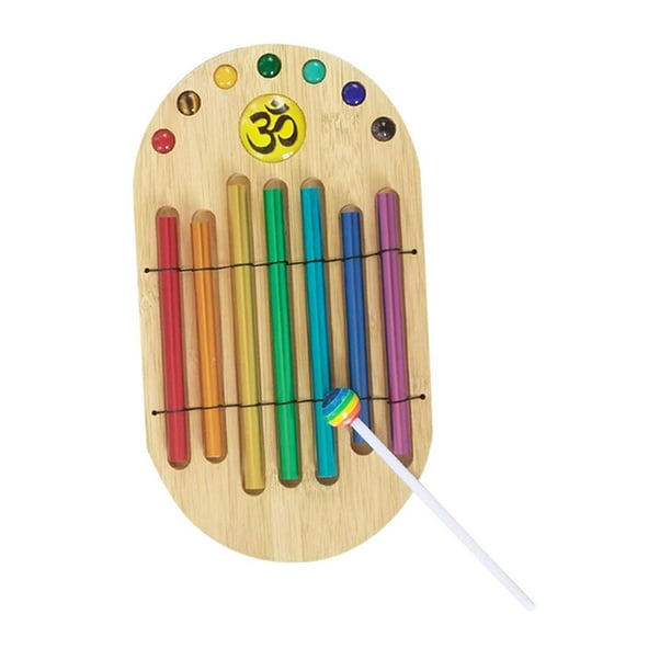 Carillón de mano ligero de 7 tonos con mazo, instrumento de percusión, carillón de meditación Color madera