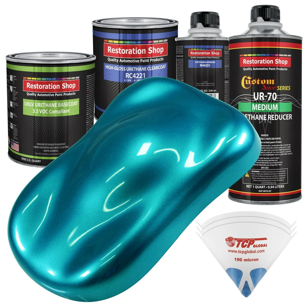 Teal Green Metallic Quart Kit Low VOC URETHANE BASECOAT Car Auto Body Paint Kit