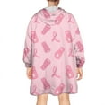 thumbnail image 2 of Wearable Oversized Blanket,Pink Ribbon Pattern Wearable Blanket Hoodie for Adults,Cozy Hooded Blankets with Super Pockets,Super Warm Fuzzy Pullover for Women & Men, 2 of 6