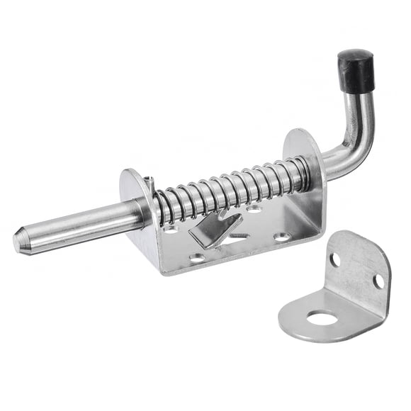 Unique Bargains Barrel Bolt Latch, 1 Pack 10x128mm - Stainless Steel Spring Loaded Gate Latch Pin with Keeper, for Doors (Silver)