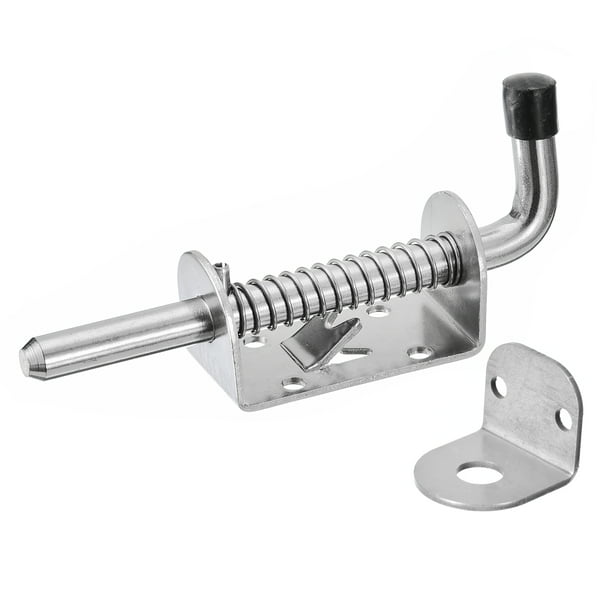 Pasador de Barril 1 Unidad 10x128mm Pasador de Pestillo de Puerta Con Resorte de Acero Inoxidable y Retén para Puertas de Remolque Armarios Cofres (Plateado)