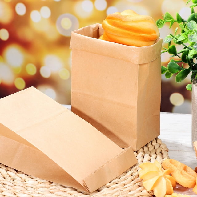 WASHWEPE 120 Pcs Sacs en Papier Kraft Bruns Étanches Rangement Alimentaire pour Collations et Pain