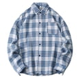 thumbnail image 1 of Blusa y camisa de manga larga con cuello vuelto para hombre, blusa informal a cuadros a la moda con botones y cuello vuelto, blusa de poliéster para hombre, 1 of 3
