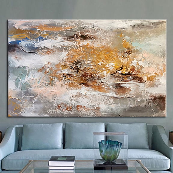 Velto Brown And Gray, Modern, Abstract Artwork, Brown Artwork, Soft Tones Wall Decor Canvas, 8x10 0.75-Inch Pine Wood Frame