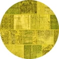 thumbnail image 1 of Ahgly Company Machine Washable Indoor Round Patchwork Yellow Transitional Area Rugs, 6' Round, 1 of 4