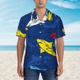 thumbnail image 2 of Honeii Cartoon Shark Print Men’s Hawaiian Shirt,Classic Button-Down Short Sleeve Shirt, for Beach, Vacation, and Outdoor Activities,X-Large, 2 of 7