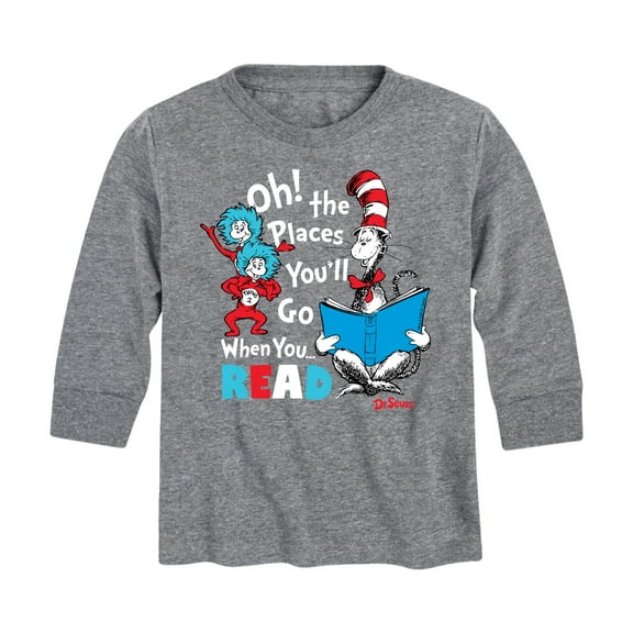 Dr. Seuss - Oh! Places You'll Go When You Read - Youth Long Sleeve Graphic T-Shirt
