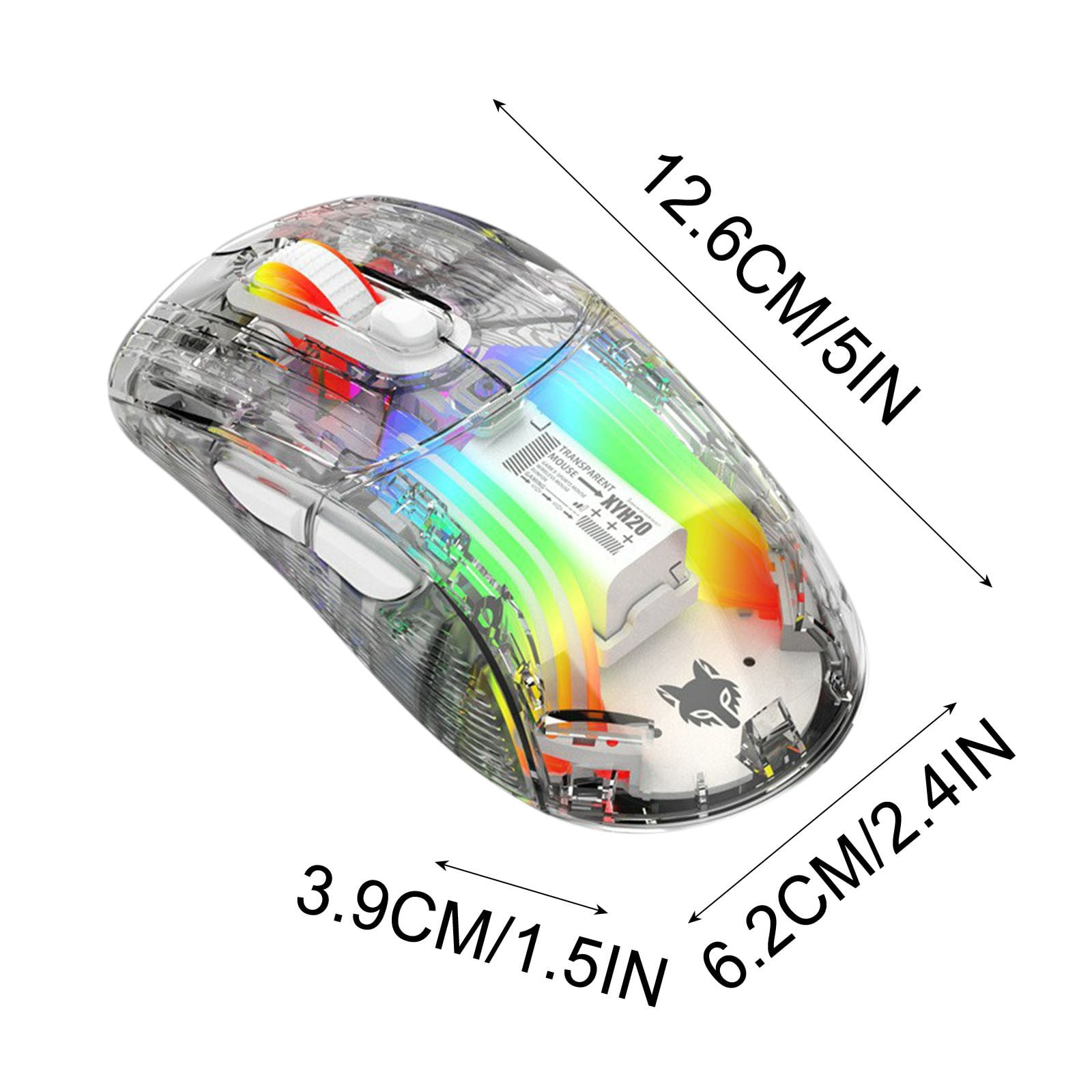 JOGZMZ Wireless Gaming Mouse with Full Transparent Design,Double Mode 2.4G/Bluetooth/wire Mouse,3D RGB Backlit,Ergonomic Silent Mouse with 7 Buttons,