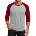 thumbnail image 2 of Men's Raglan Baseball Shirts 3/4 Sleeve Tops Regular Fit Casual Basic T-Shirts Light Gray XL, 2 of 8