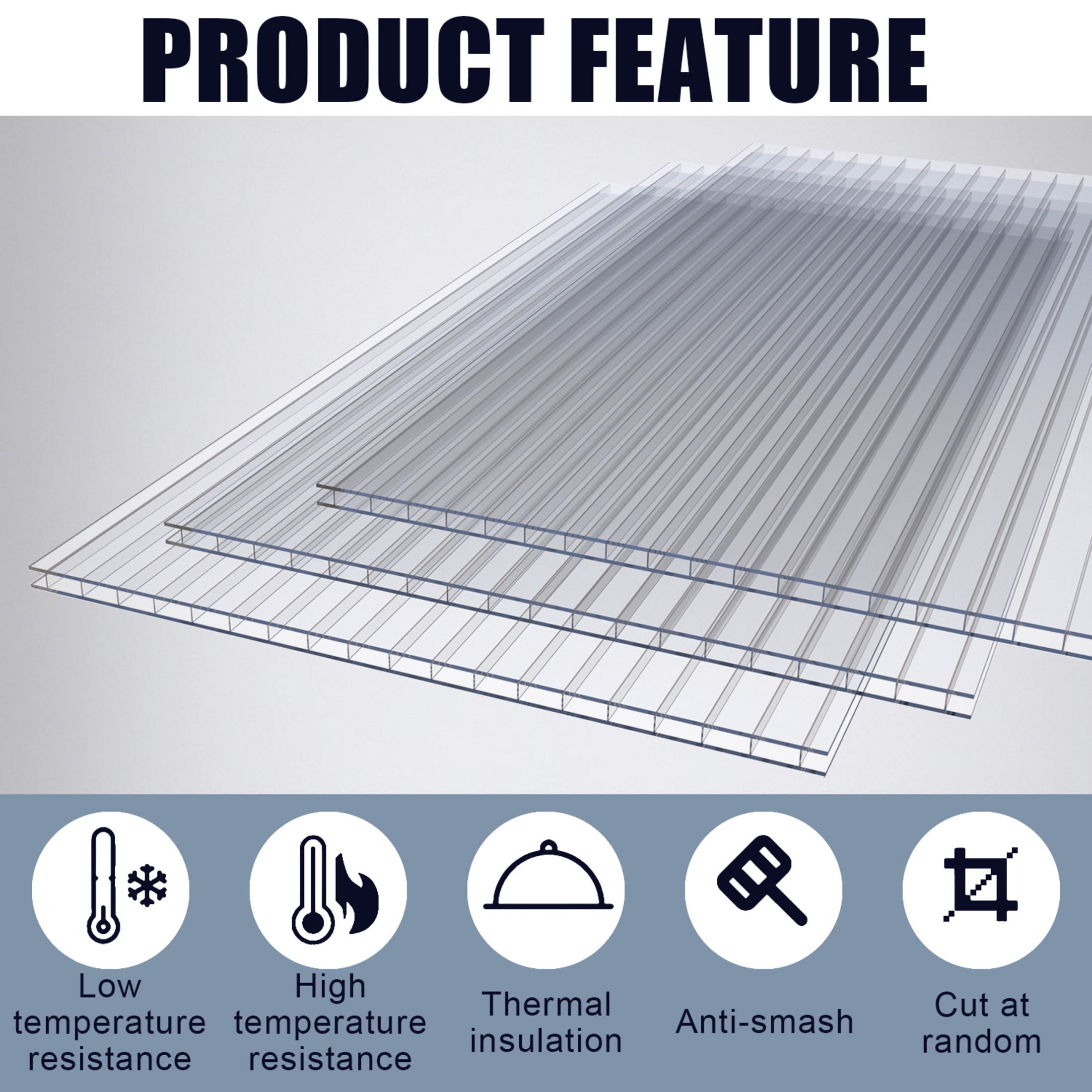 Noble House 16 Pack Twin-Wall Polycarbonate Greenhouse Panels, 4' x 2' UV-Protected Sheets, Transparent