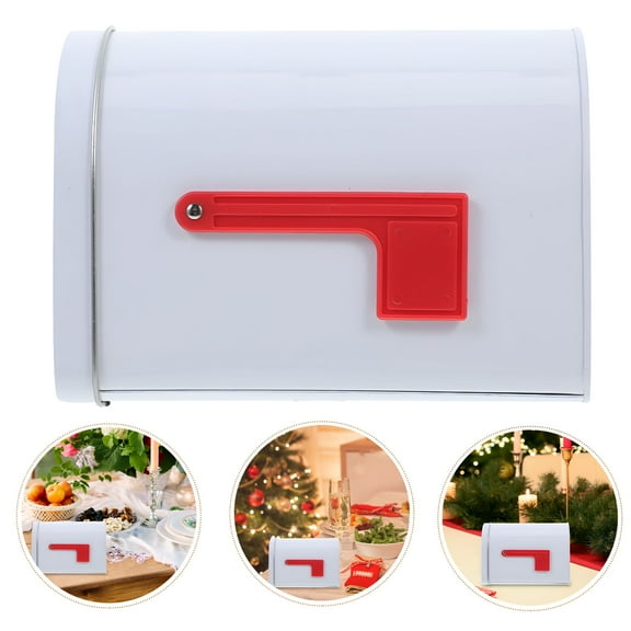 LAMIRO Small Metal Mailbox For Kids With Raised Signal Flags Post Mount Mailboxes Ideal For Playhouse Or Bedroom Door For Diy Projects And Present Exchange Activities White