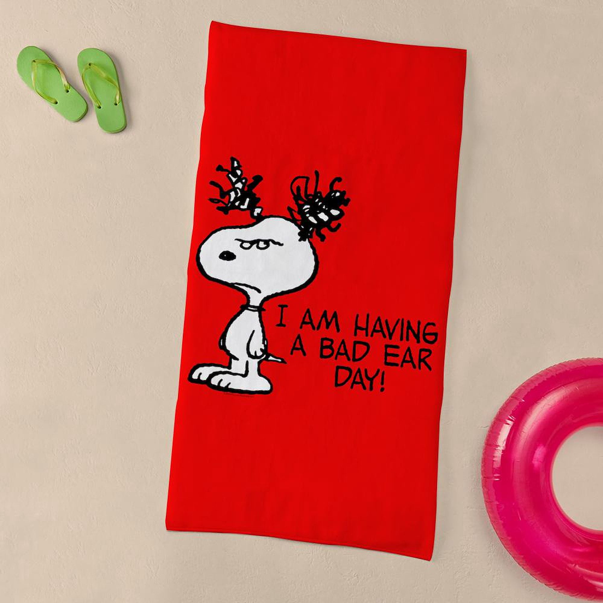 CafePress - Snoopy Bad Ear Day - Large Beach Towel, Soft 30"x60" Towel with Unique Design