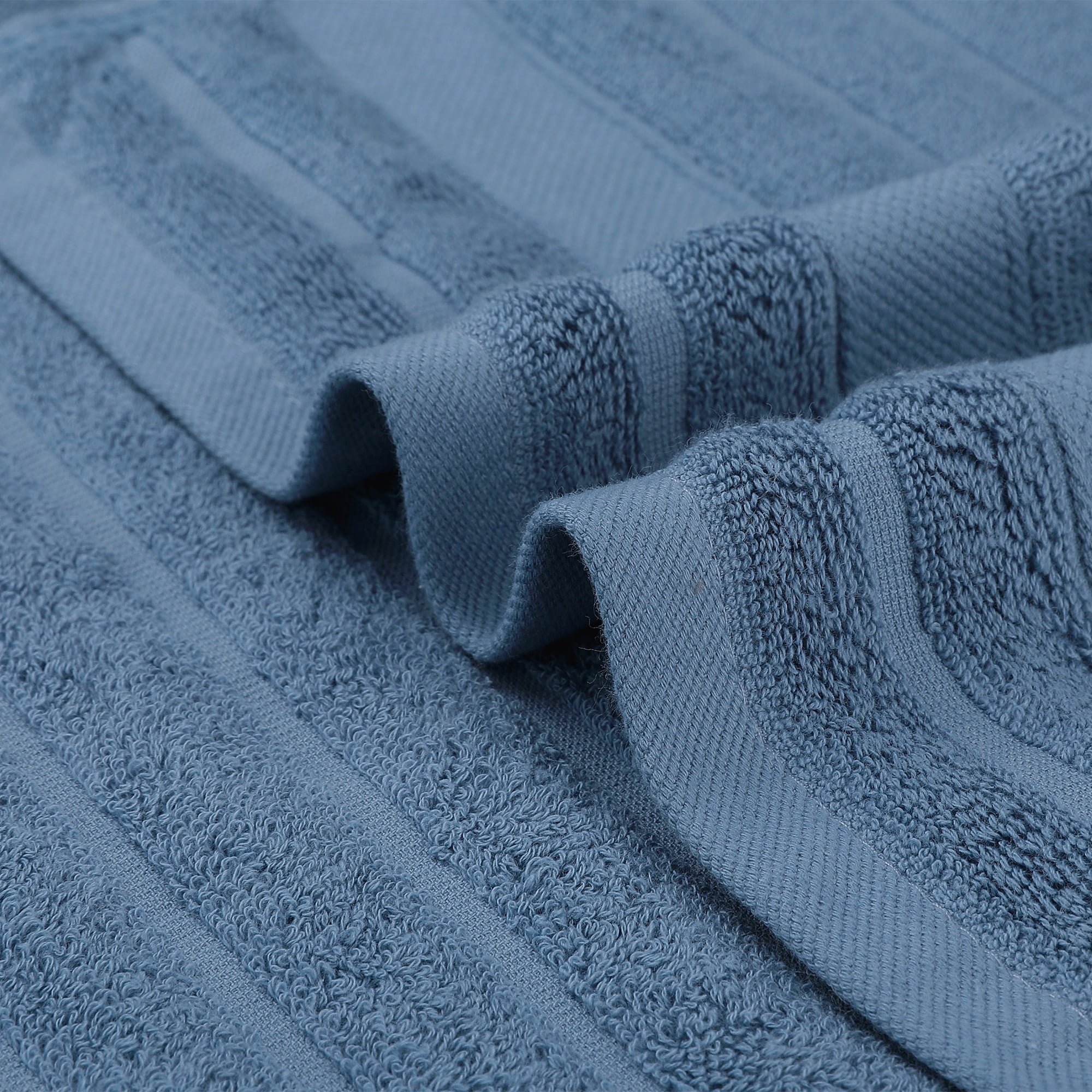 Unique Bargains Cotton Hand Towels Striped Pattern Decorative Towel Blue White 14" x 30"