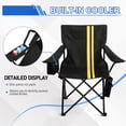 thumbnail image 2 of Folding Camping Chair with Built-in Cooler Bag, 350LBS Portable Outdoor Chair with Cup Holder, Side Pocket & Carry Bag, Camping Chair with Yellow Stripes for Beach, Picnic, Fishing, 2 of 11