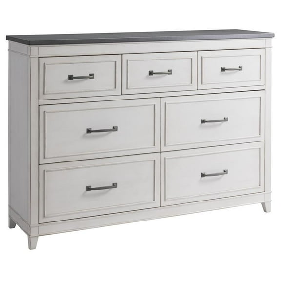 Martin Svensson Home Del Mar 7 Drawer Dresser White with Gray Top