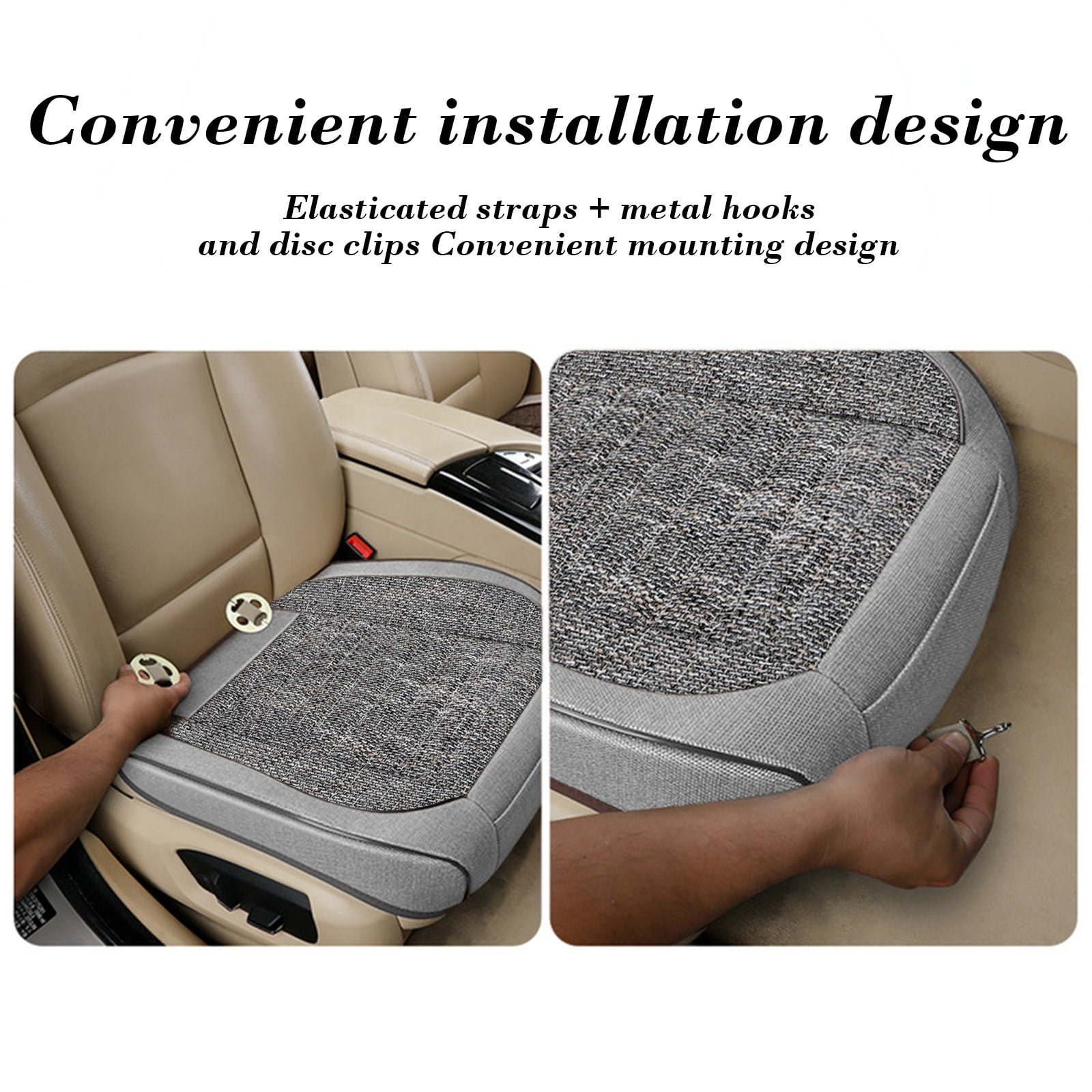 Breathable Linen Car Seat Cover Fully Enclosed Cushion, All Season for Car 20.5x20.5 Inch Easy Fit