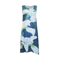 thumbnail image 3 of Plus Size  women dress Women Floral Print Sleeveles Dress Solid Chiffon Two-Piece Set Light blue 10(XL), 3 of 9