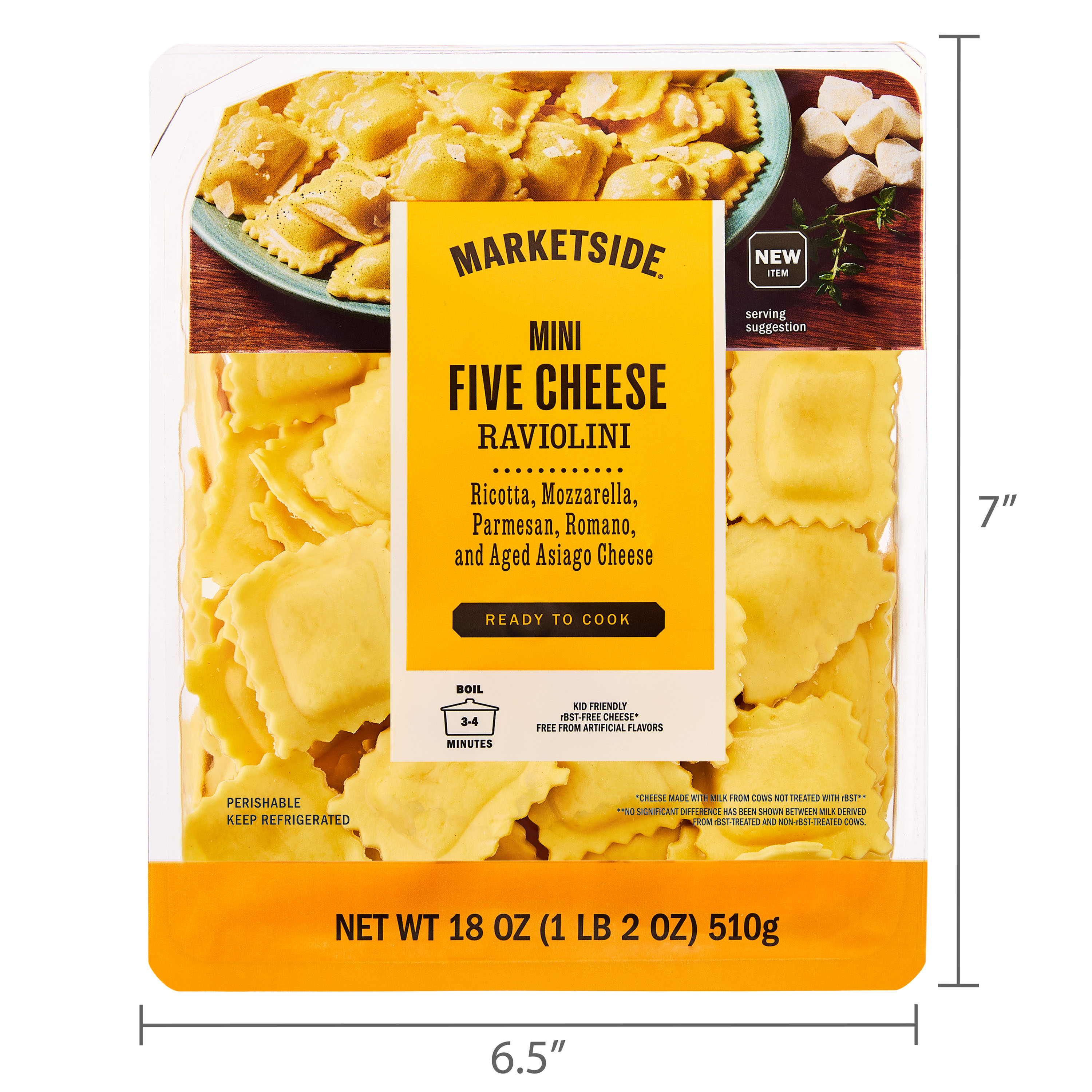 Marketside Five Cheese Mini Ravioli, No Artificial Ingredients, 18