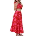 thumbnail image 4 of INSPIRE CHIC Summer 2 Piece Outfits for Women's Floral Tank Top and Maxi Skirt Set XS Red, 4 of 6