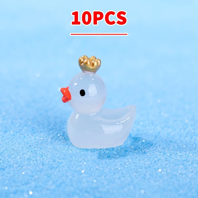 Figuritas de patitos luminosos - Set de decoración de mini jardín de musgo y acuario de 10 piezas, adornos de resina para jardines de hadas y manualidades DIY