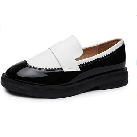 

Women s Leather Loafers Low Heel Uniform Dress Shoes Slip On Oxfords Shoes Size 7