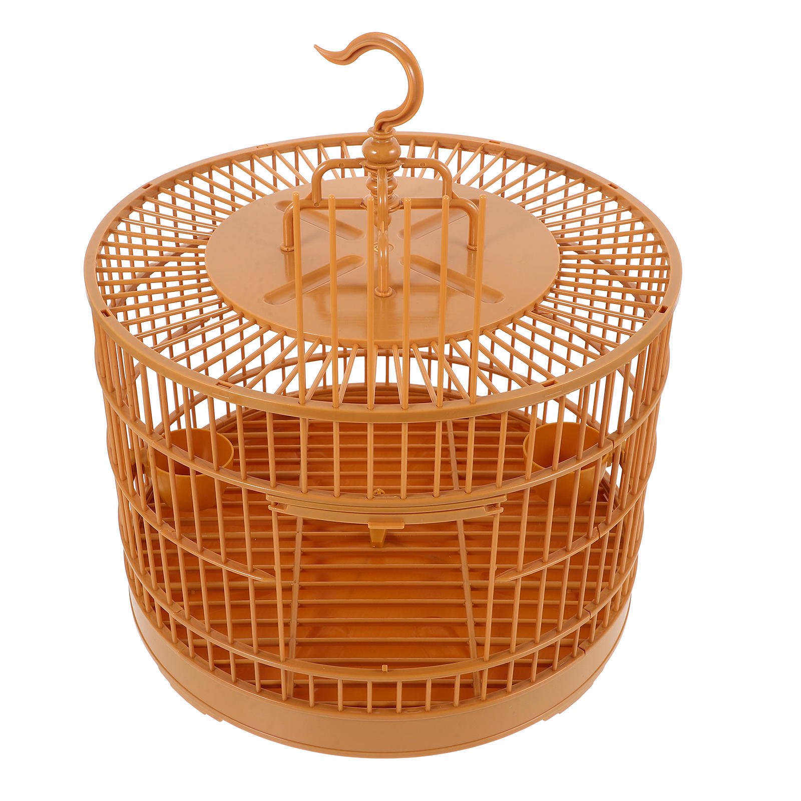 Phenofice Yellow Plastic Round Bird Cage for Hanging Home Use with Spacious Comfortable Design