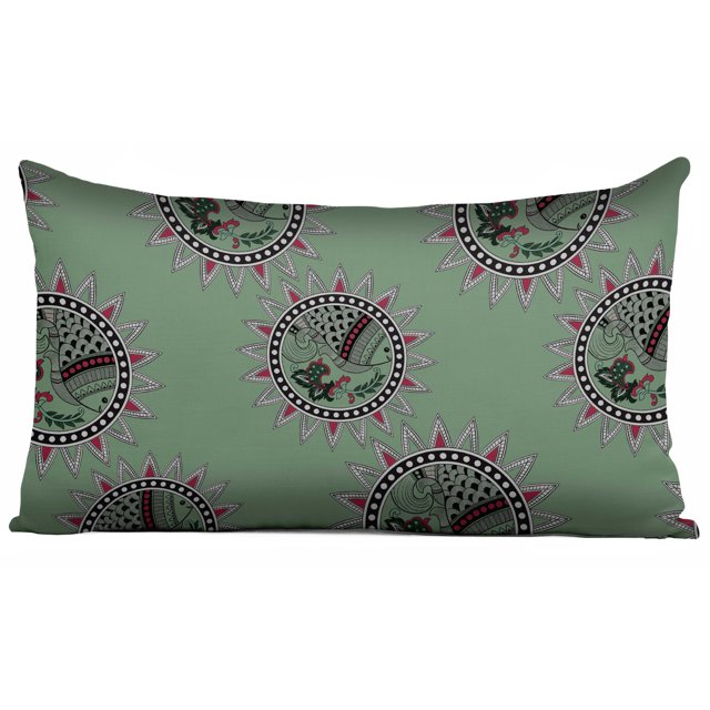 Vargottam Luxury, Printed Mint Green Theme Cushion Covers Decorative Pillow Covers Lumbar Throw Pillowcase - 20x12 Inches