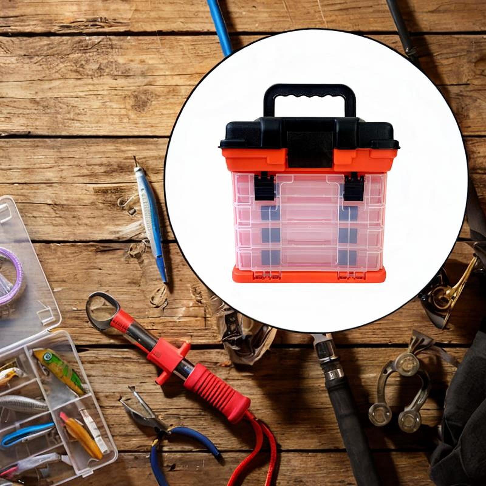 Wswqop Fishing Tackle Box Baits Case Large Capacity Portable Sturdy 4 Layer Tackle Tray Red