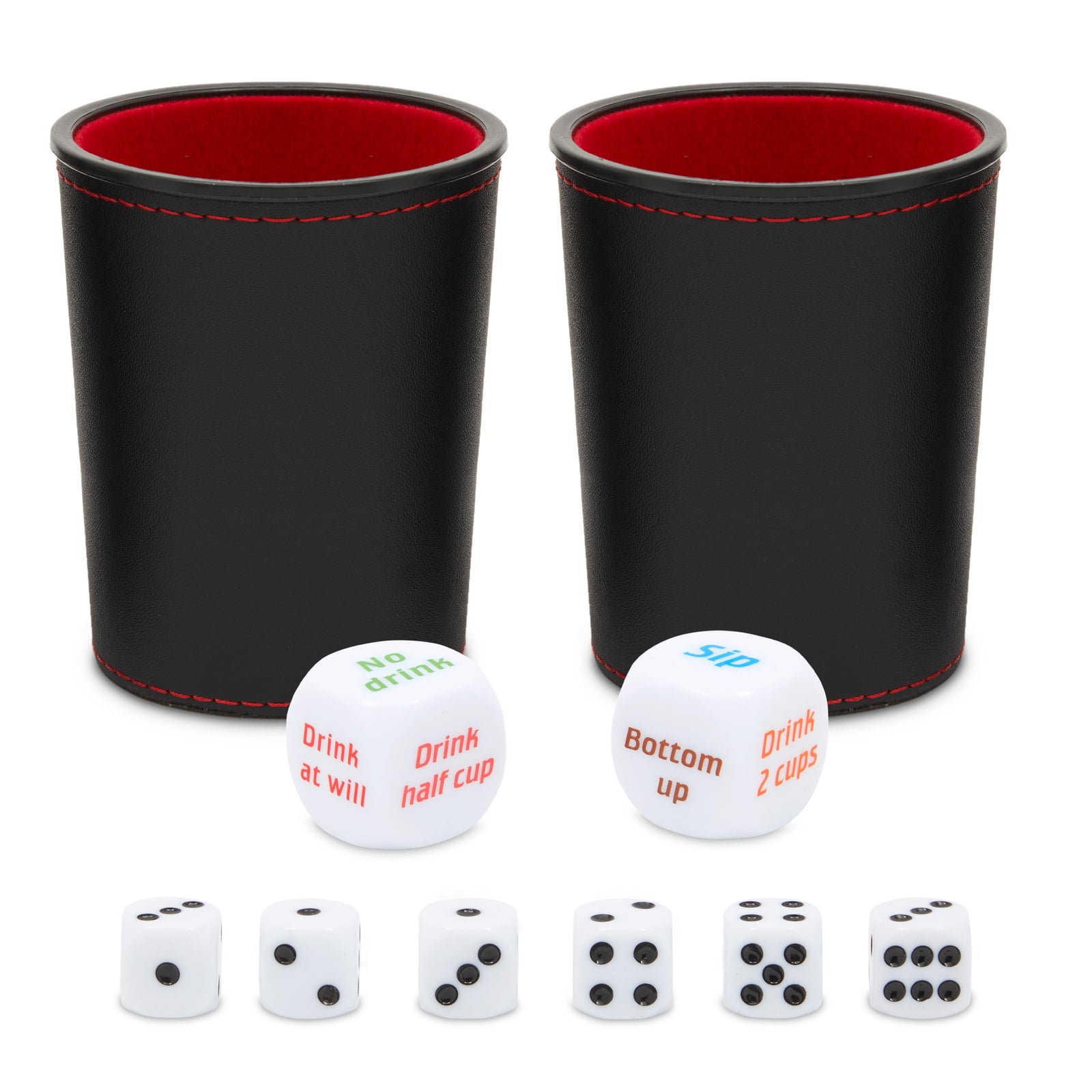 2 pack 100 % LEATHER POKER BAR GAMES CASINO SHAKER and 5 Dice 16mm DICE CUP 