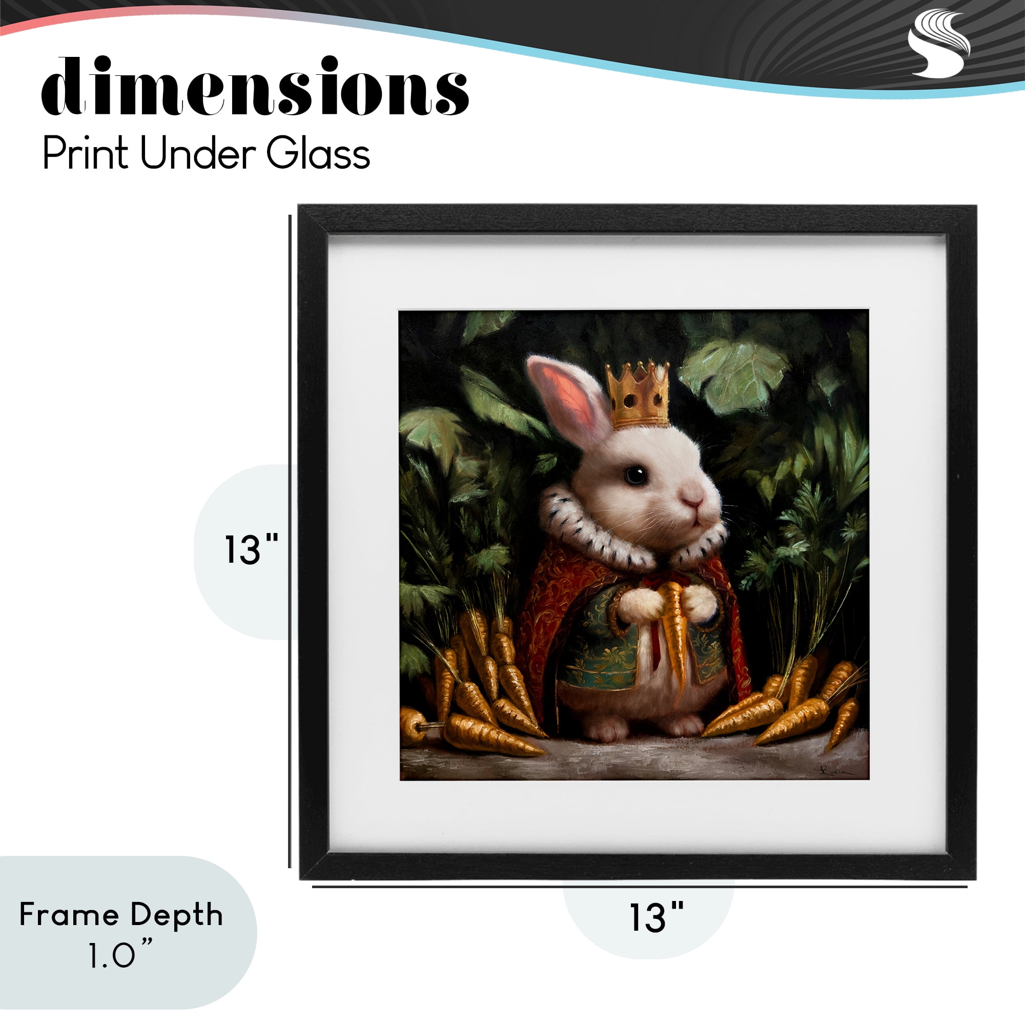 Stupell Industries Carrot Gold Royal Rabbit Black Framed Print Under Glass, design by Lucia Heffernan