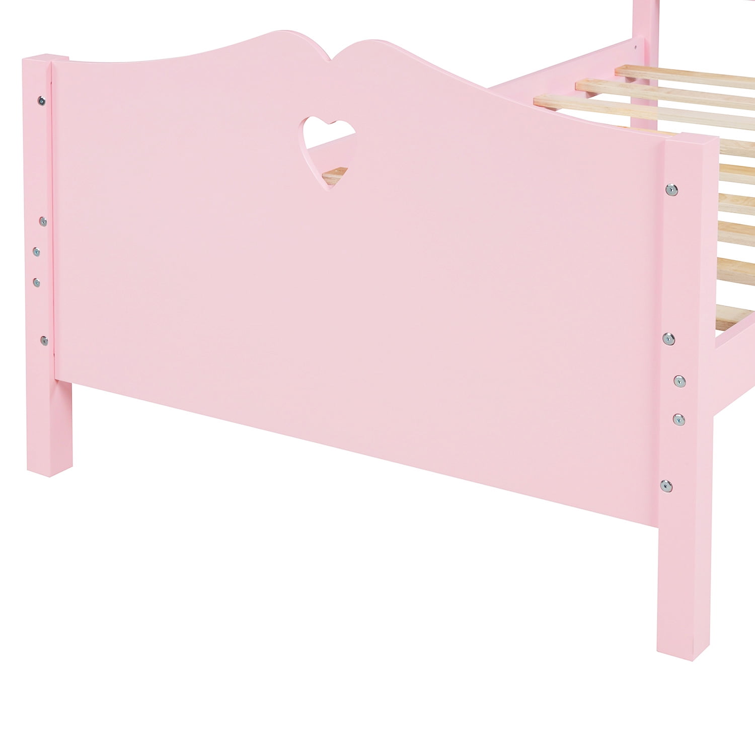 Kepooman Twin Size Modern Solid Wood Platform Bed with Headboard & Footboard for Bedroom, 80"L x 42"W x 43"H, Pink Kepooman Twin Size Modern Solid Wood Platform Bed with Headboard & Footboard for Bedroom, 80"L x 42"W x 43"H, Pink